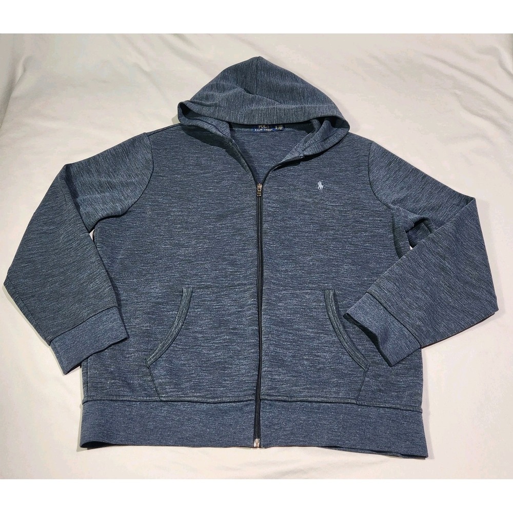 Polo Ralph Lauren Double Knit Full Zip Hoodie Mens XL‎ Blue Eclipse Heather Navy